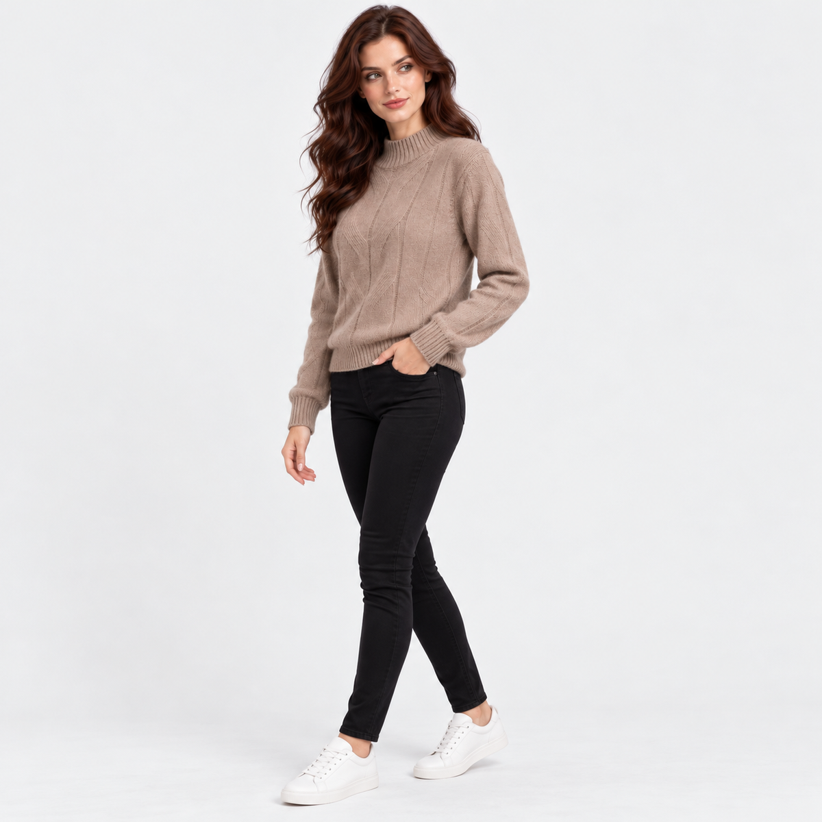 Montviro | Women's Viscose Blend Knit Sweater with High Neck