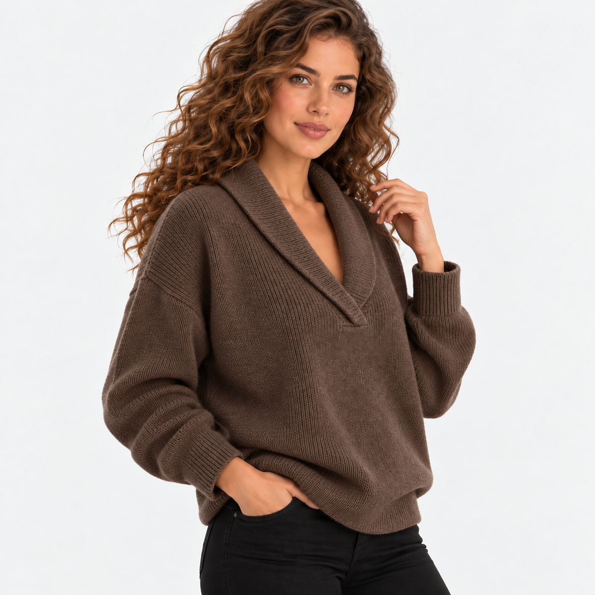 Montviro | Women's Oversized Knit Sweater with Shawl Collar