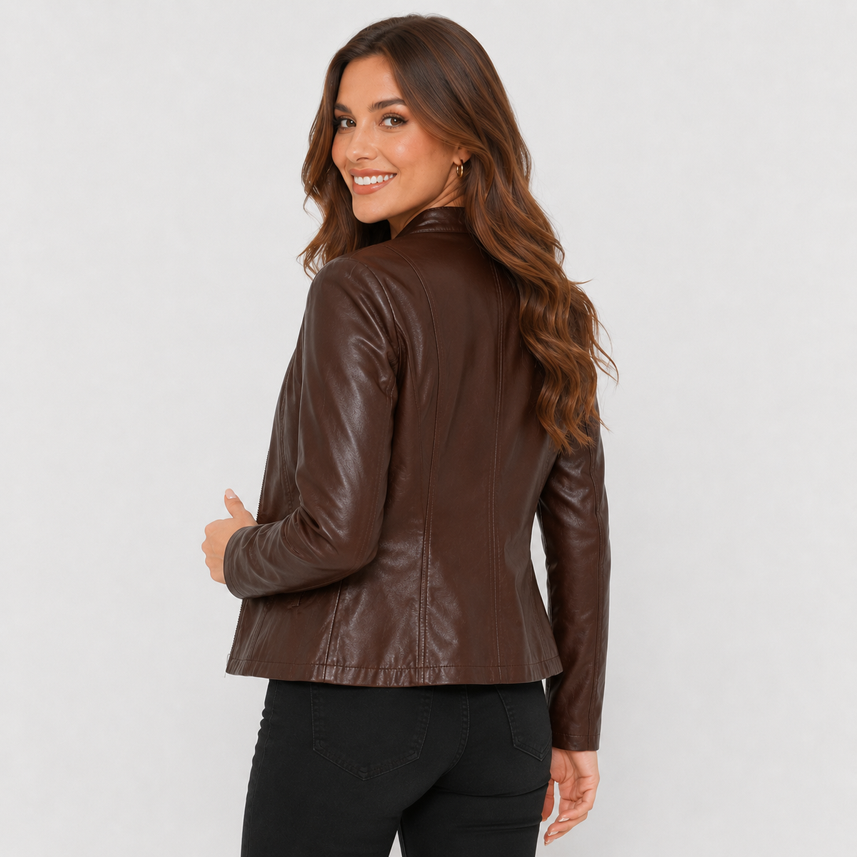 Montviro | Women's Leather Jacket - Full Zip Elegant Style