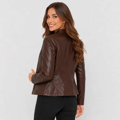 Montviro | Women's Leather Jacket - Full Zip Elegant Style
