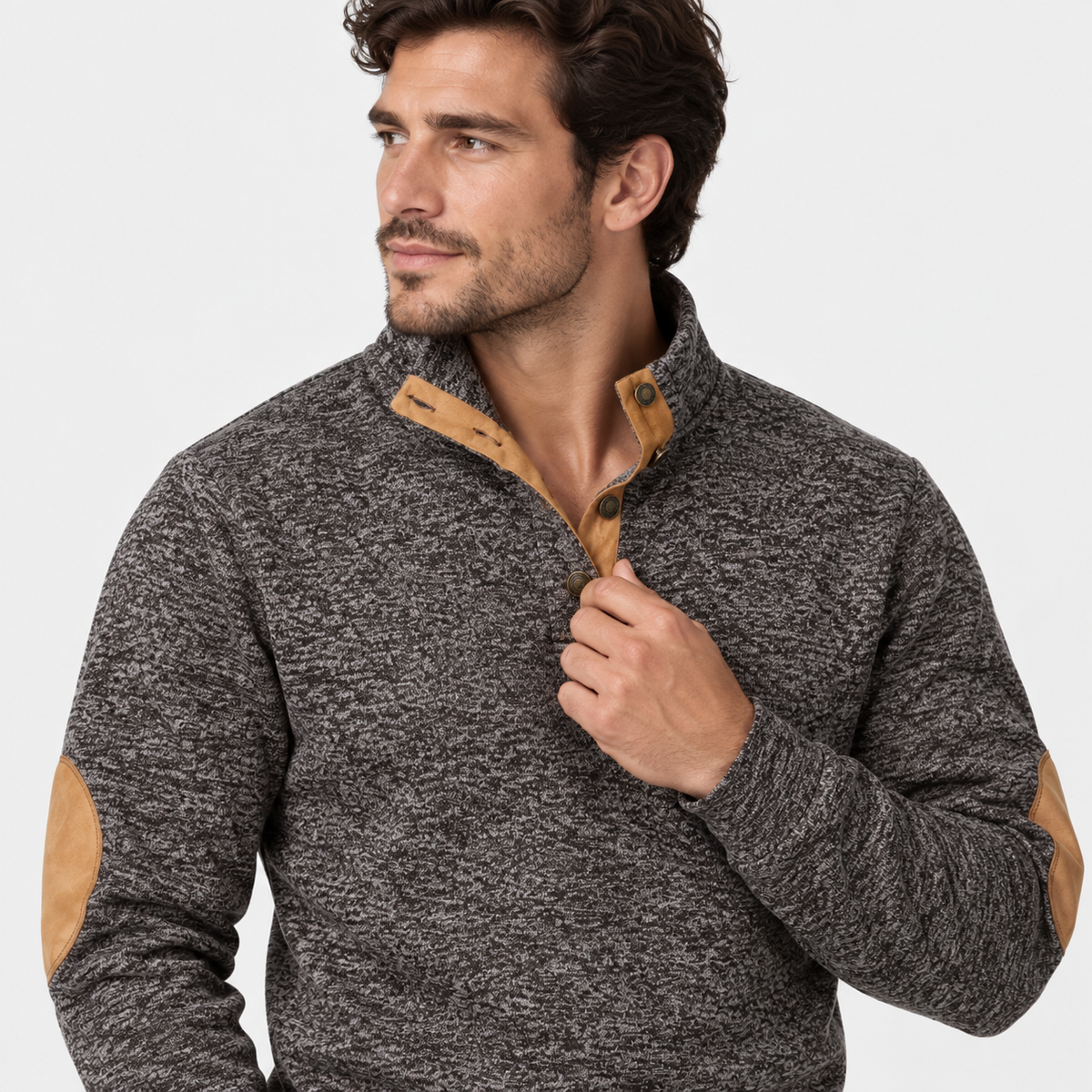Montviro | Men's Collared Sweater Knit Pullover Button Detail Casual Top