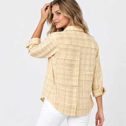 Montviro | Women’s Vintage Plaid Shirt Loose Fit Casual Fall Top