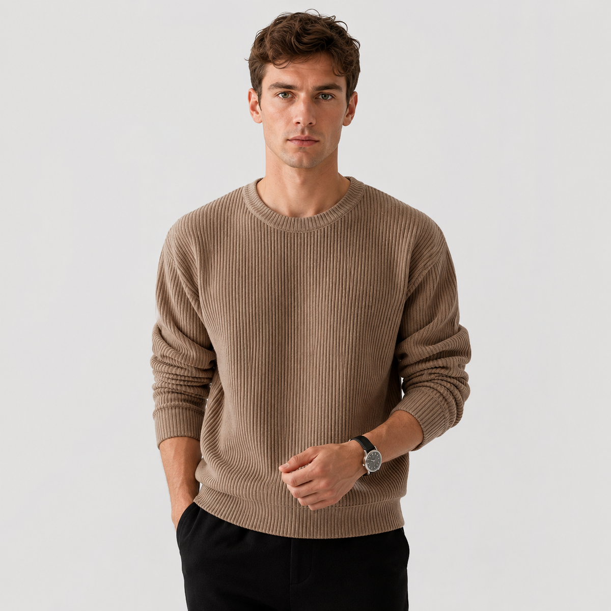 Montviro | Men's Crew Neck Sweater - Loose Fit Knit Pullover