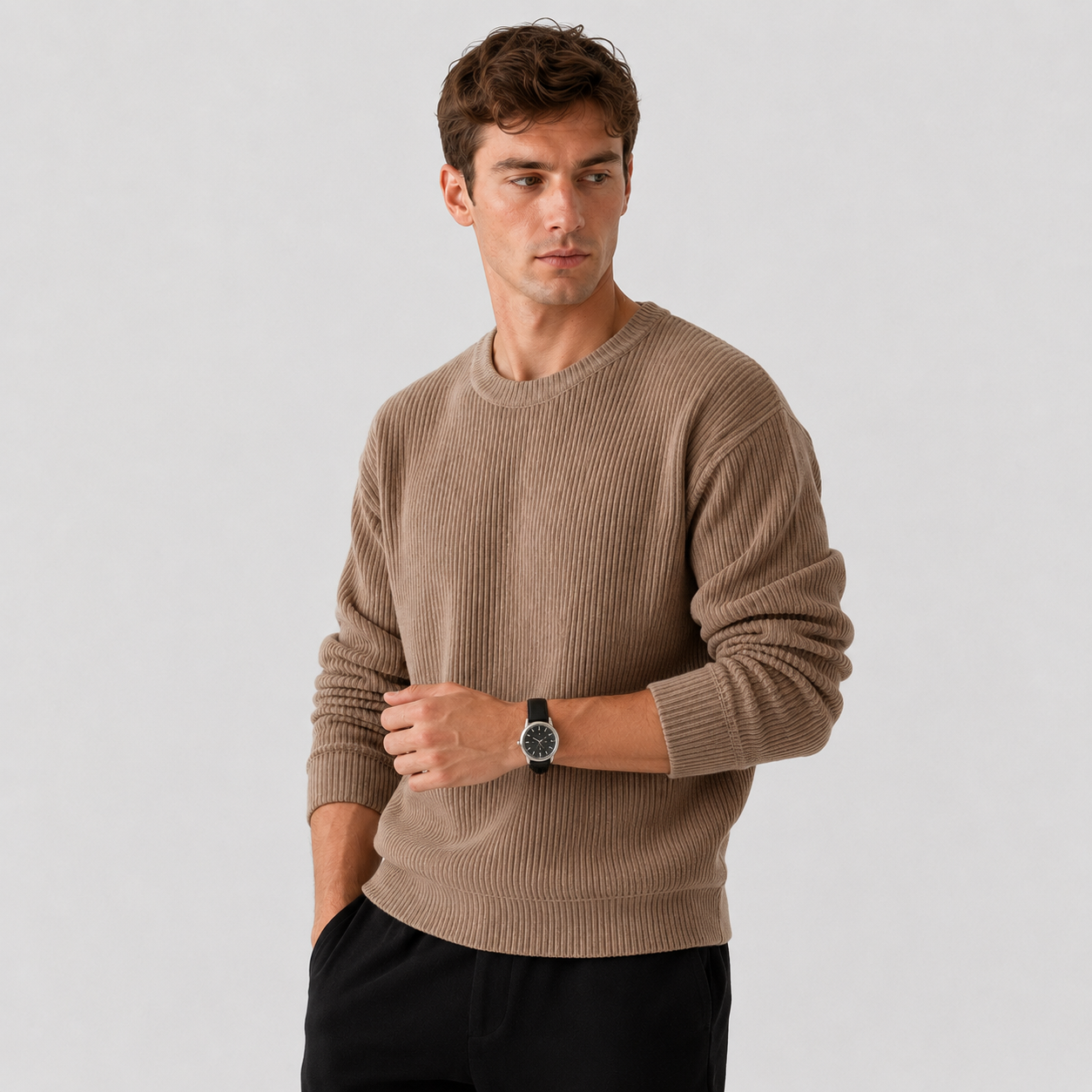 Montviro | Men's Crew Neck Sweater - Loose Fit Knit Pullover