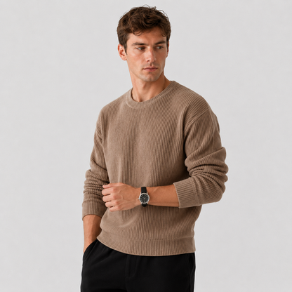 Montviro | Men's Crew Neck Sweater - Loose Fit Knit Pullover