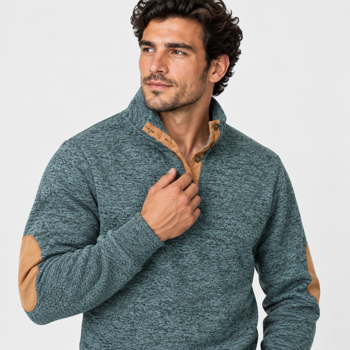 Montviro | Men's Collared Sweater Knit Pullover Button Detail Casual Top