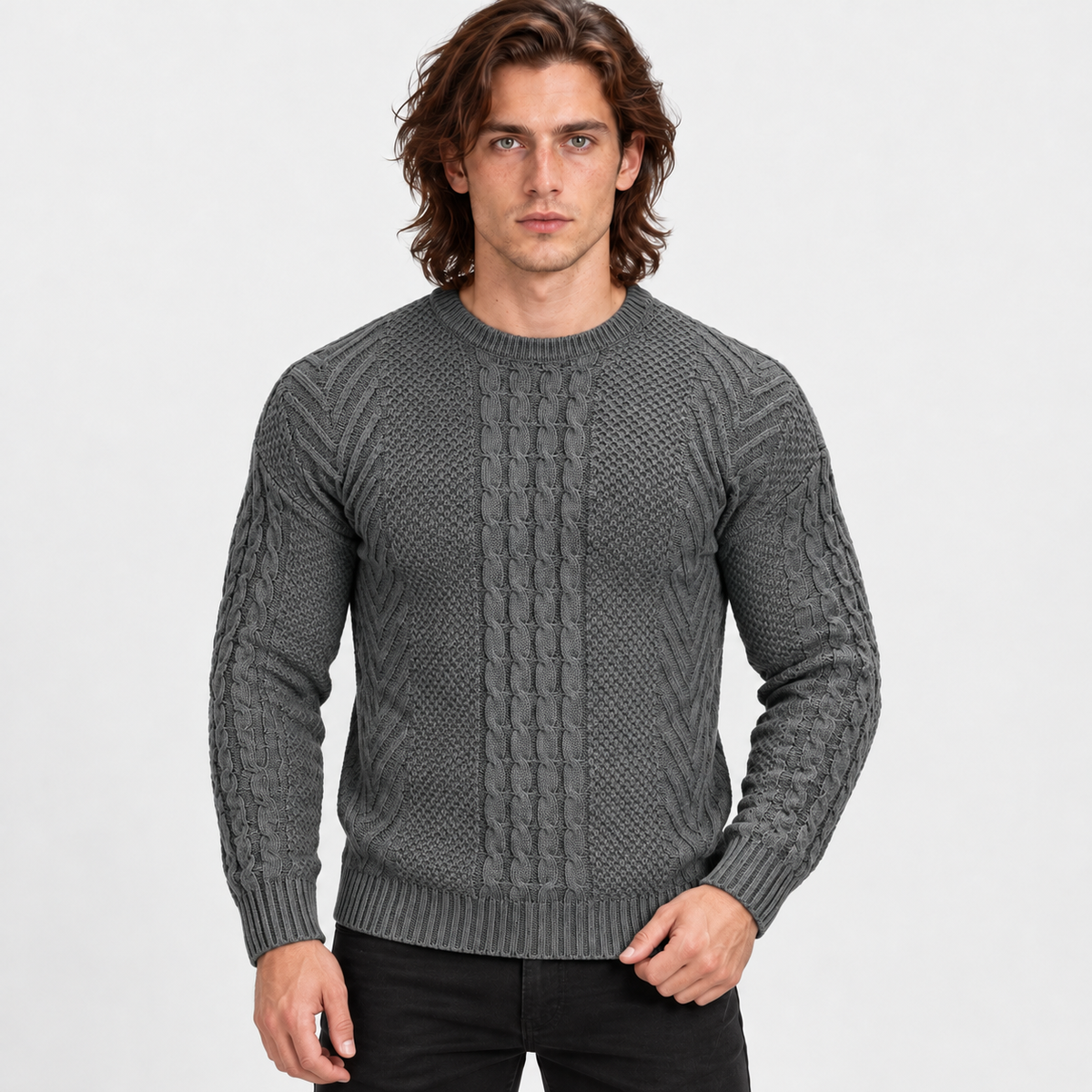 Montviro | Men's Knit Sweater Crew Neck Soft Pullover Fall Winter Top