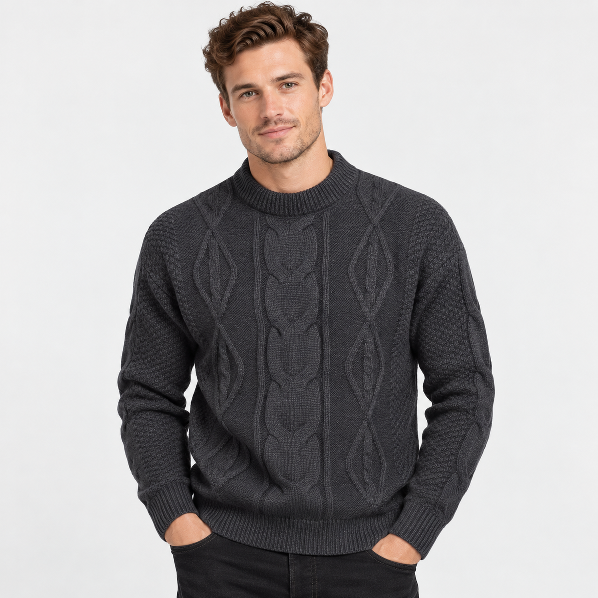 Montviro | Men's Crew Neck Sweater - Jacquard Knit Fall Winter