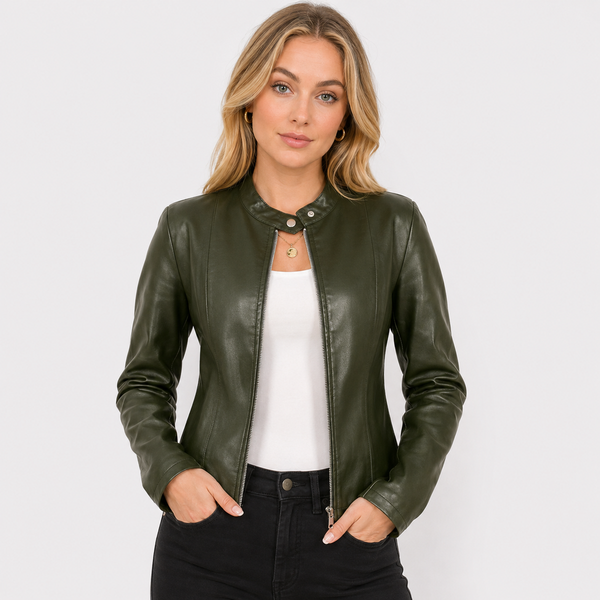 Montviro | Women's Leather Jacket - Full Zip Elegant Style
