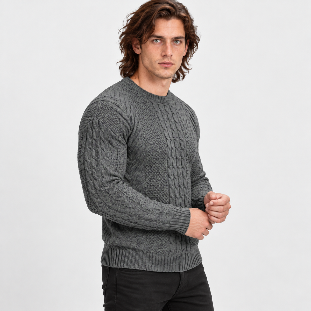 Montviro | Men's Knit Sweater Crew Neck Soft Pullover Fall Winter Top
