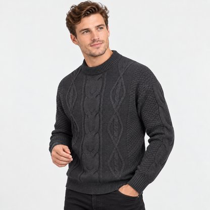 Montviro | Men's Crew Neck Sweater - Jacquard Knit Fall Winter
