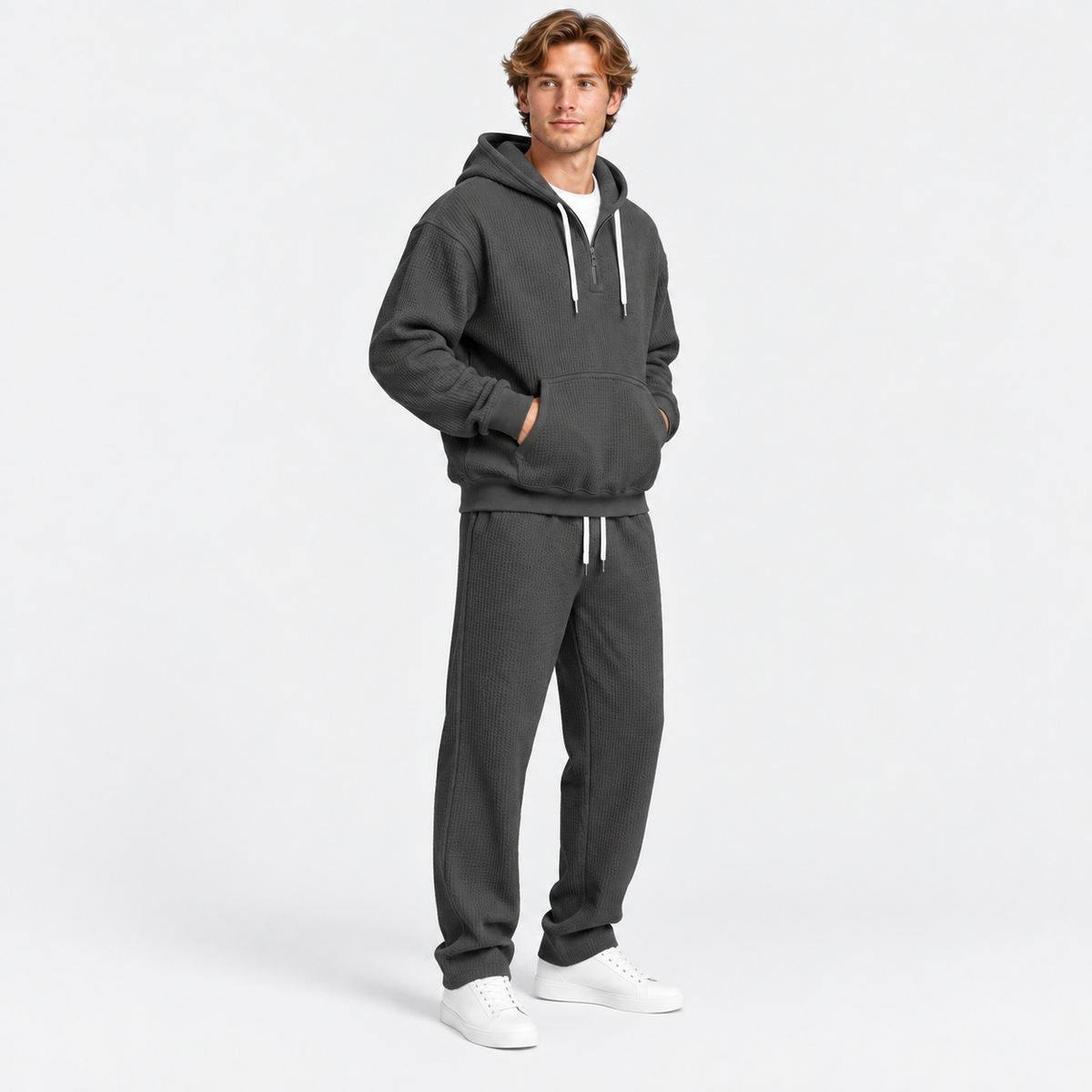 Montviro | Men's Hooded Two Piece Set Knit Casual Fall Winter Outfit
