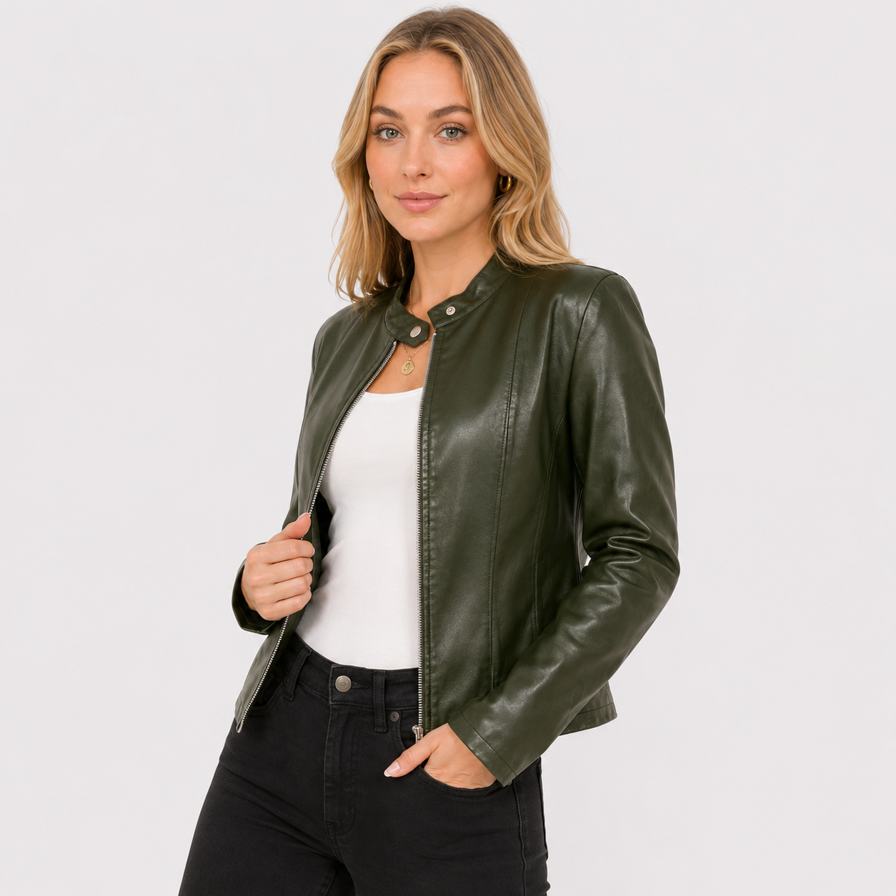 Montviro | Women's Leather Jacket - Full Zip Elegant Style