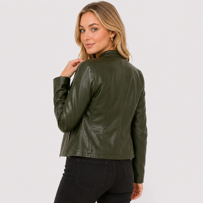 Montviro | Women's Leather Jacket - Full Zip Elegant Style