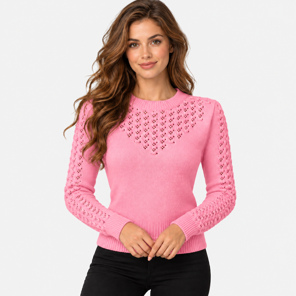 Montviro | Women's Cropped Knit Sweater with Hollow Out Design