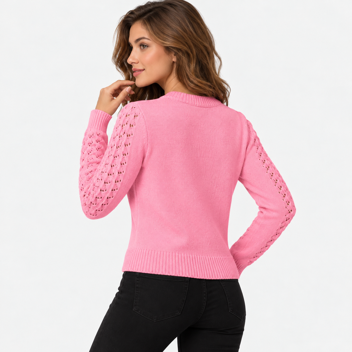 Montviro | Women's Cropped Knit Sweater with Hollow Out Design