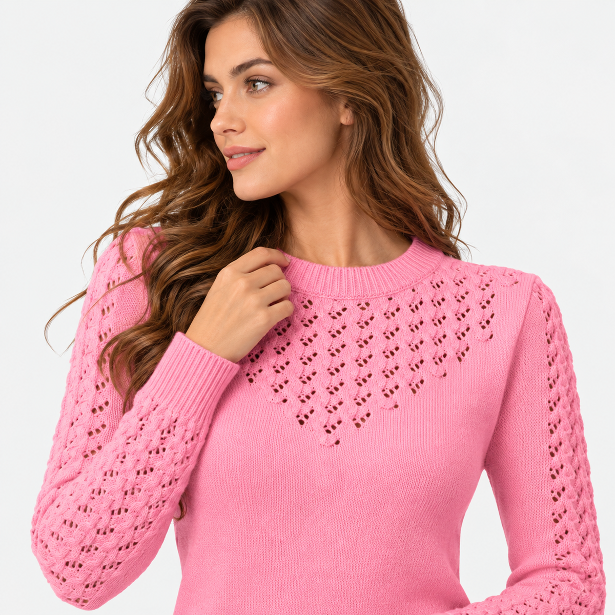 Montviro | Women's Cropped Knit Sweater with Hollow Out Design