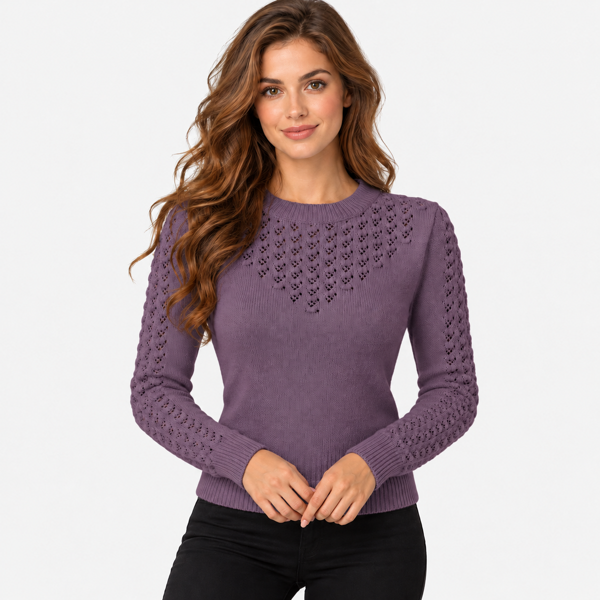 Montviro | Women's Cropped Knit Sweater with Hollow Out Design