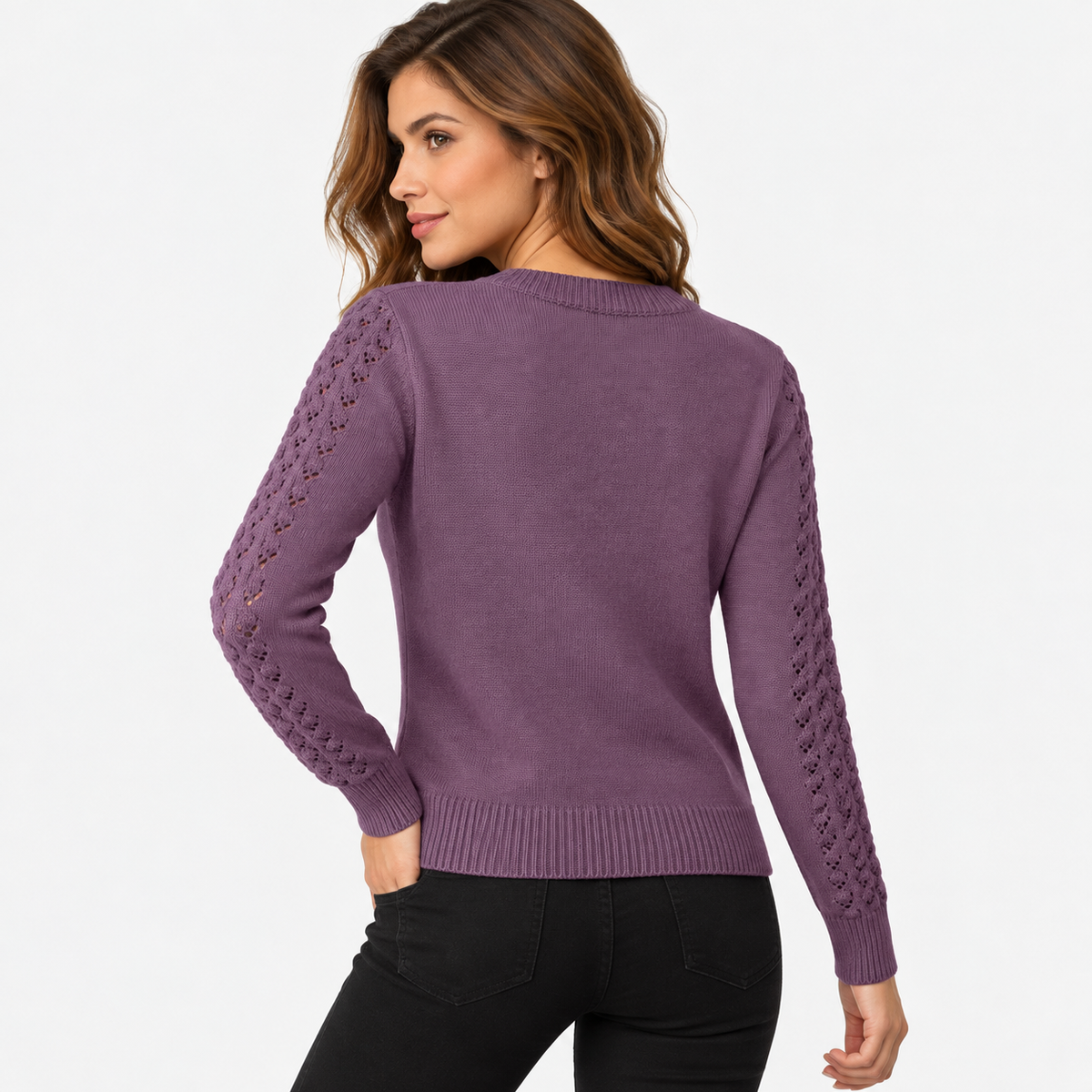 Montviro | Women's Cropped Knit Sweater with Hollow Out Design