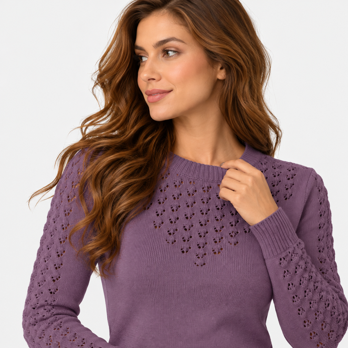 Montviro | Women's Cropped Knit Sweater with Hollow Out Design