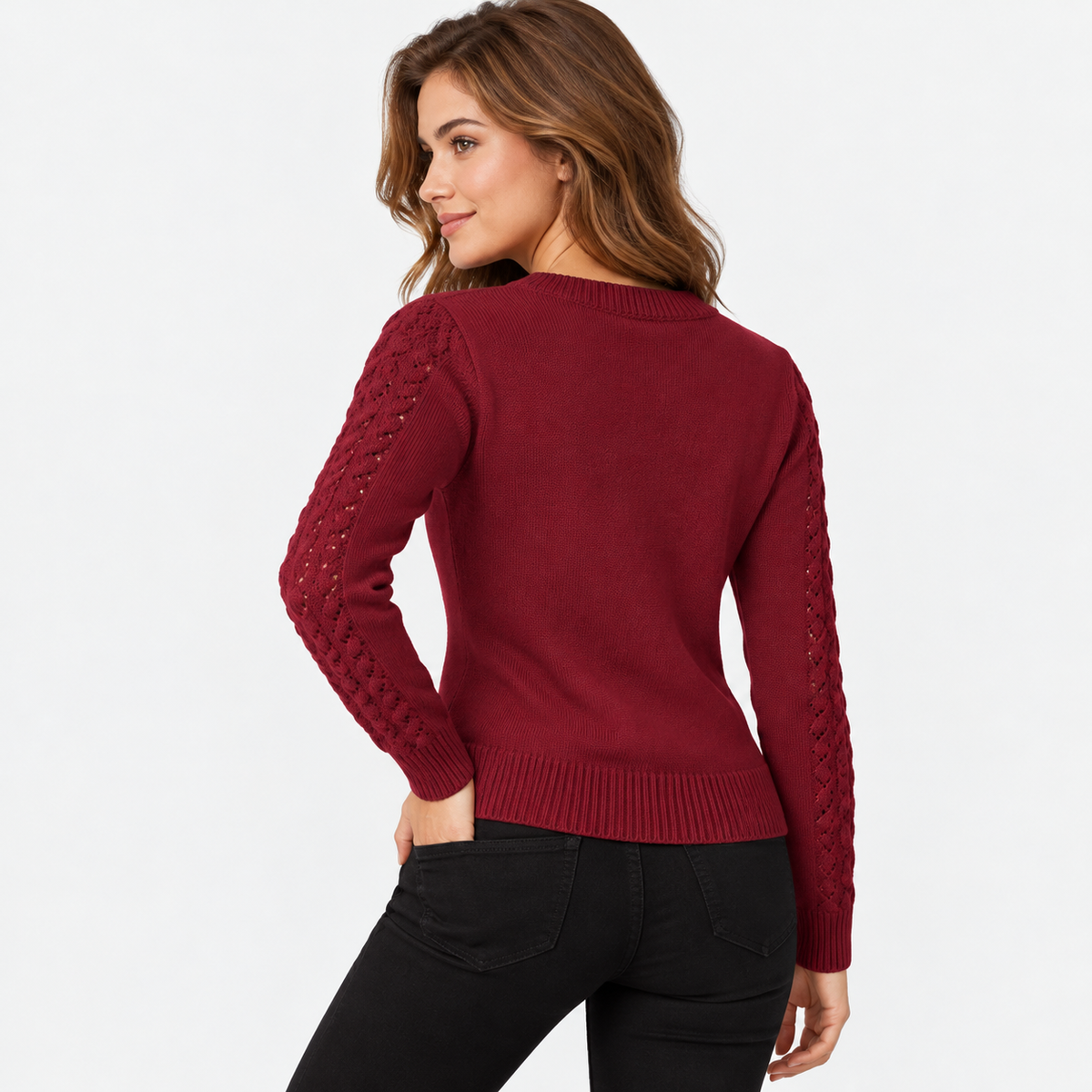 Montviro | Women's Cropped Knit Sweater with Hollow Out Design