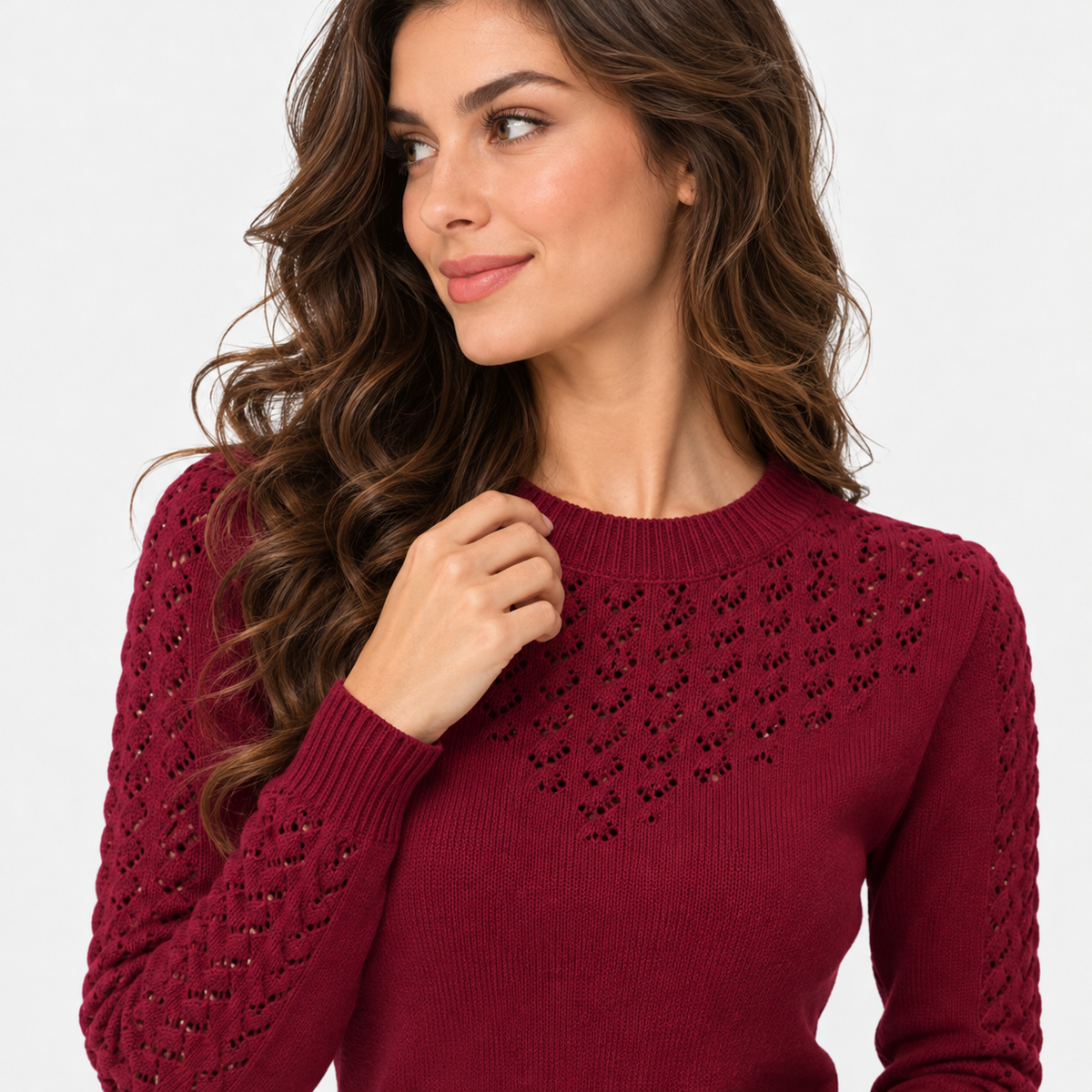 Montviro | Women's Cropped Knit Sweater with Hollow Out Design