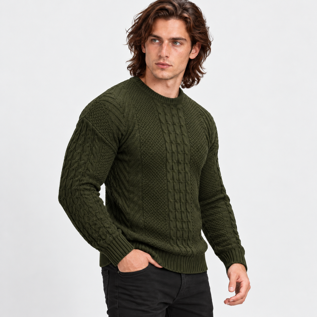 Montviro | Men's Knit Sweater Crew Neck Soft Pullover Fall Winter Top