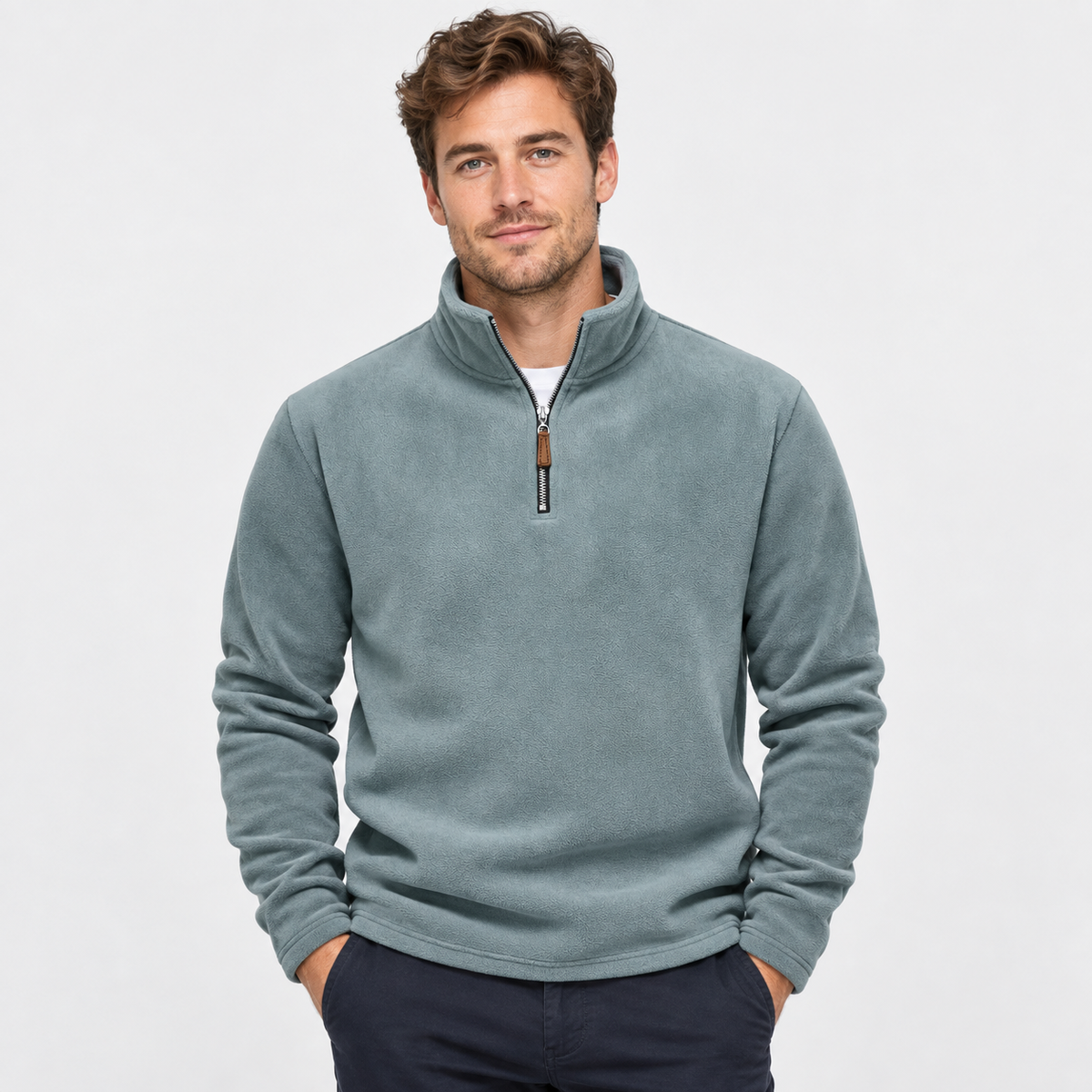 Montviro | Men's Half-Zip Pullover - Solid Color Sweatshirt