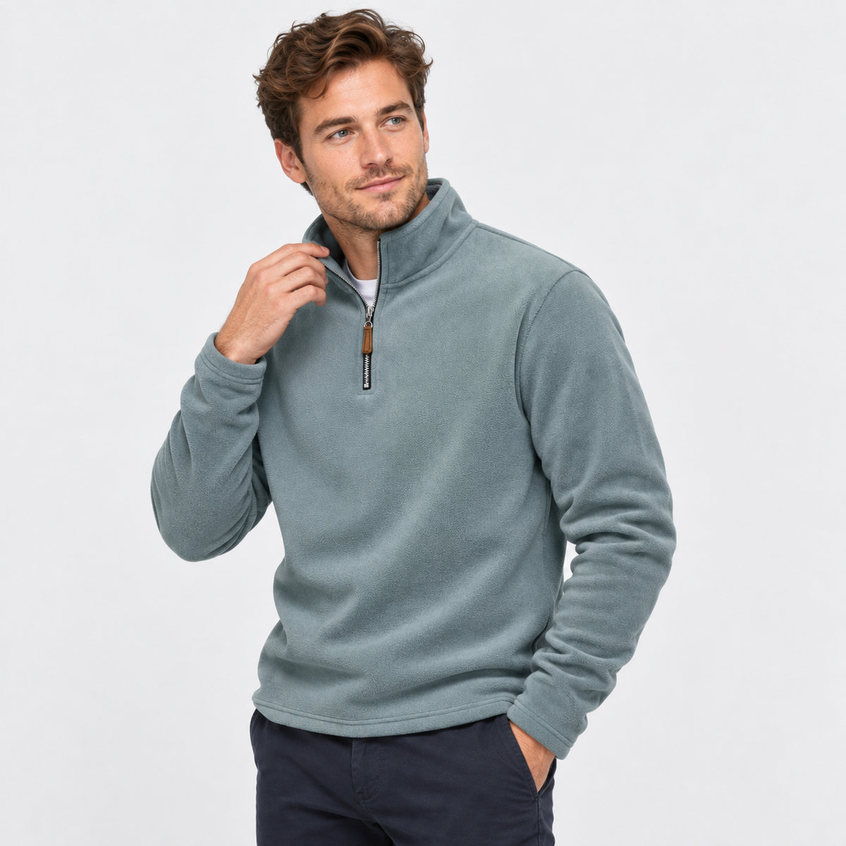 Montviro | Men's Half-Zip Pullover - Solid Color Sweatshirt