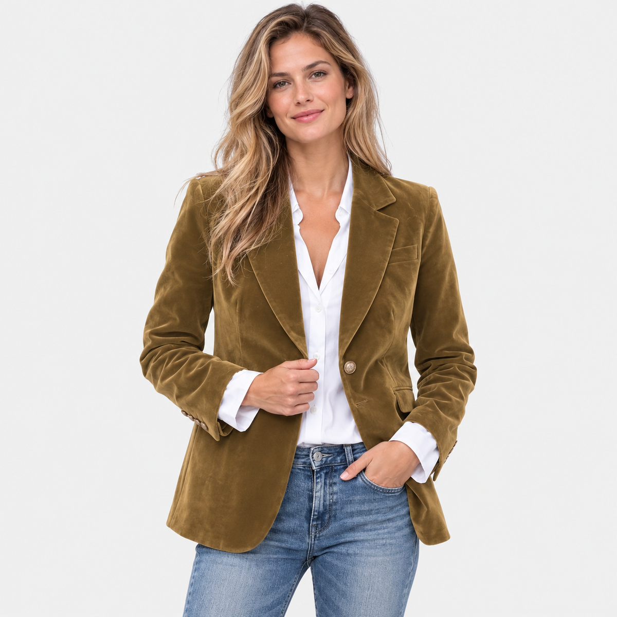 Montviro | Women’s Tailored Blazer Jacket Notch Collar Single Button Coat