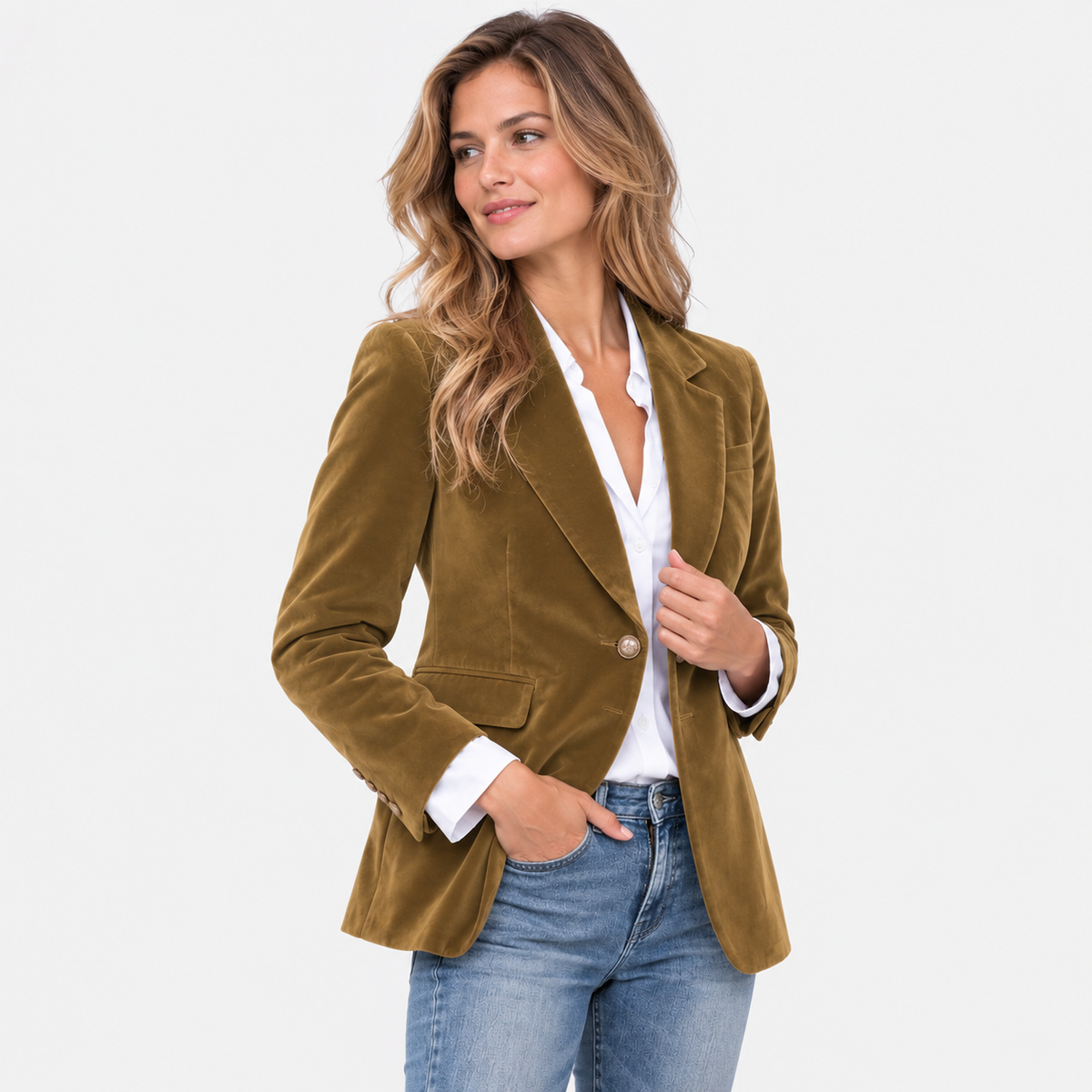 Montviro | Women’s Tailored Blazer Jacket Notch Collar Single Button Coat