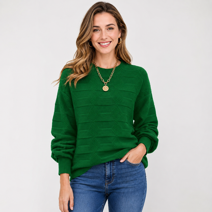 Montviro | Women's Crew Neck Sweater - Stretch Knit Fall Winter Style