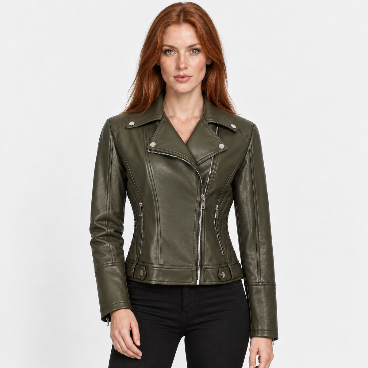 Montviro | Women’s Biker Jacket Slim Fit Zip Up Street Fashion Coat