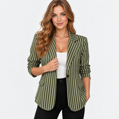 Montviro | Women’s Plus Size Striped Blazer Elegant Workwear Suit Jacket