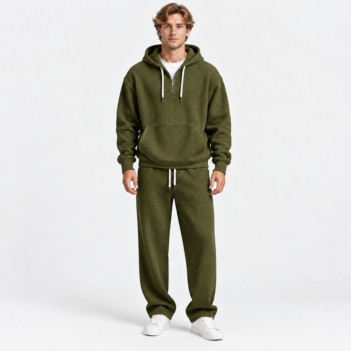Montviro | Men's Hooded Two Piece Set Knit Casual Fall Winter Outfit