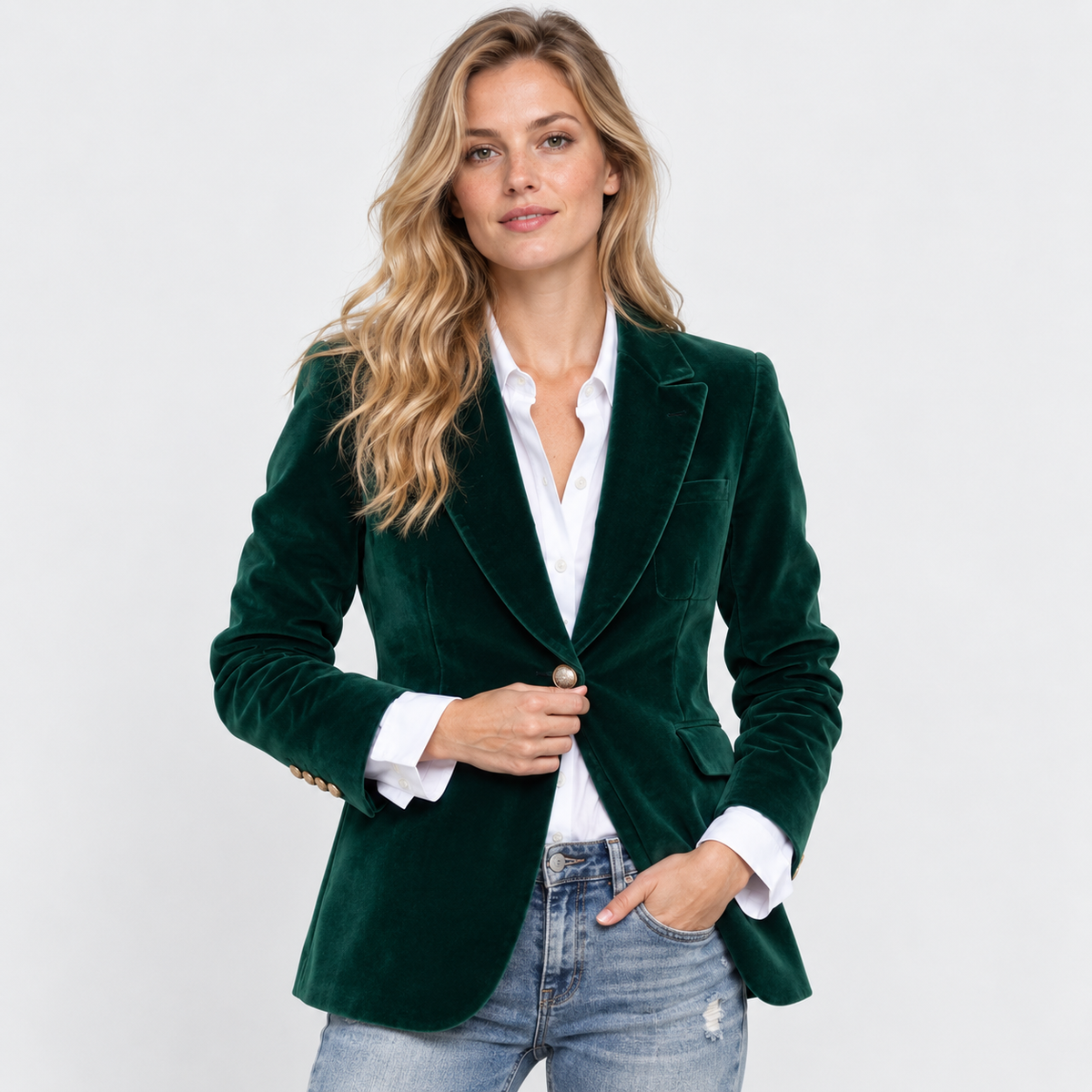 Montviro | Women’s Tailored Blazer Jacket Notch Collar Single Button Coat