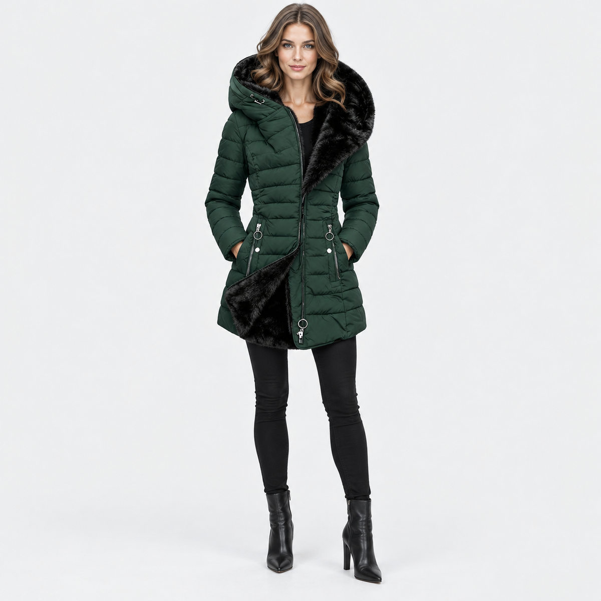 Montviro | Women's Long Hooded Winter Jacket with Fleece Lining