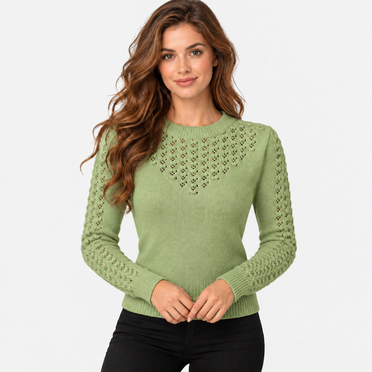 Montviro | Women's Cropped Knit Sweater with Hollow Out Design