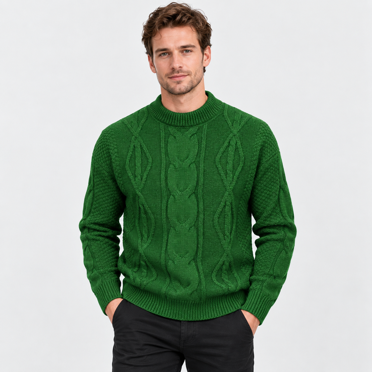 Montviro | Men's Crew Neck Sweater - Jacquard Knit Fall Winter