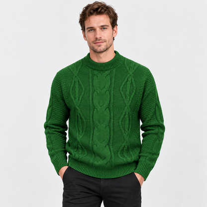 Montviro | Men's Crew Neck Sweater - Jacquard Knit Fall Winter