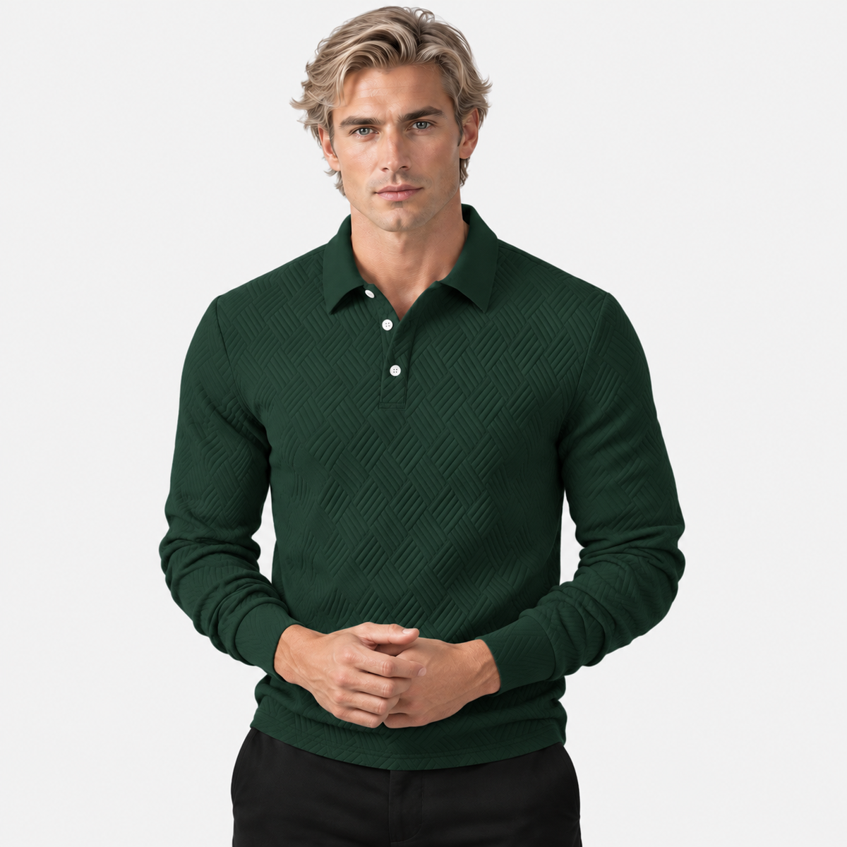 Montviro | Men's Knit Sweatshirt Lapel Collar Button Casual Winter Top