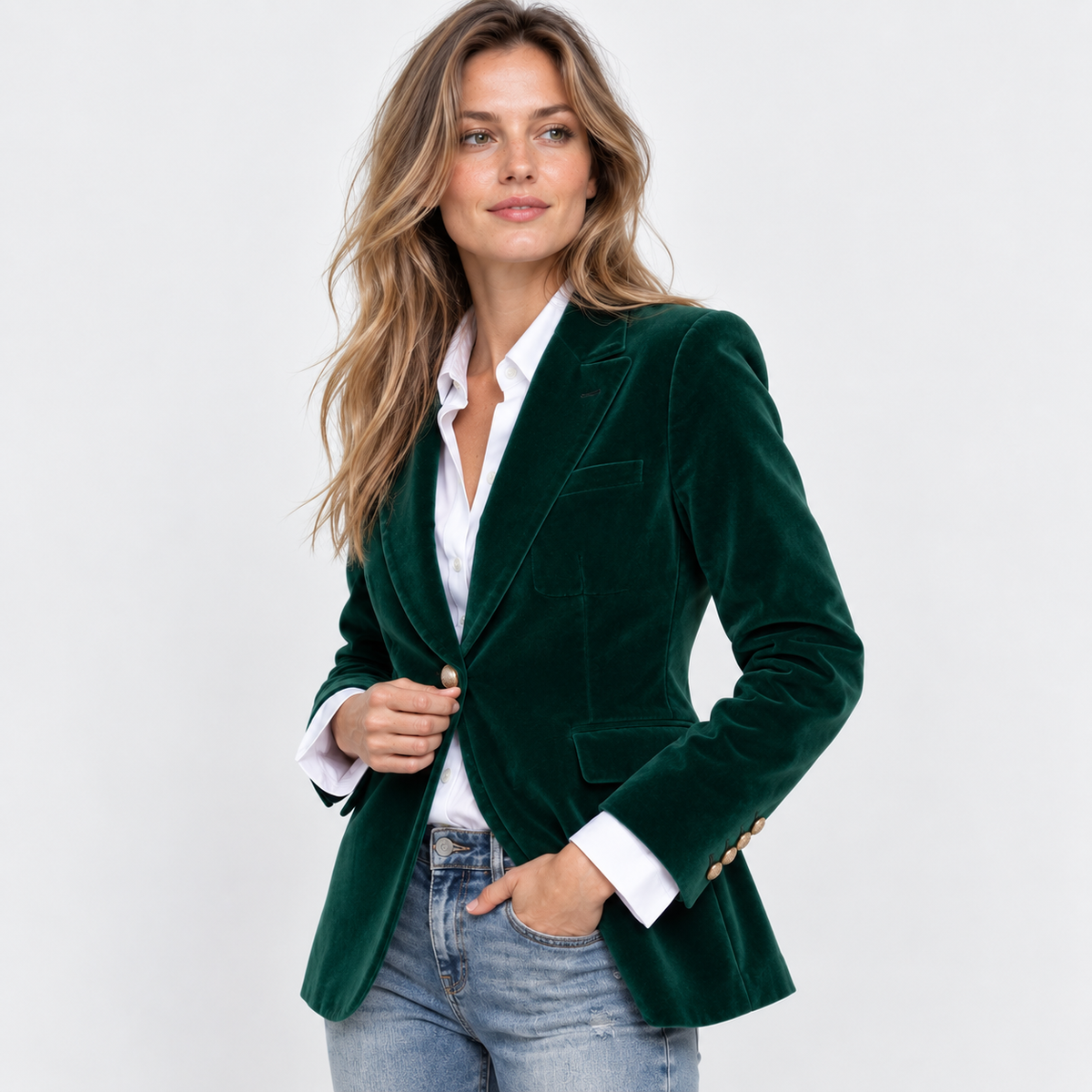 Montviro | Women’s Tailored Blazer Jacket Notch Collar Single Button Coat