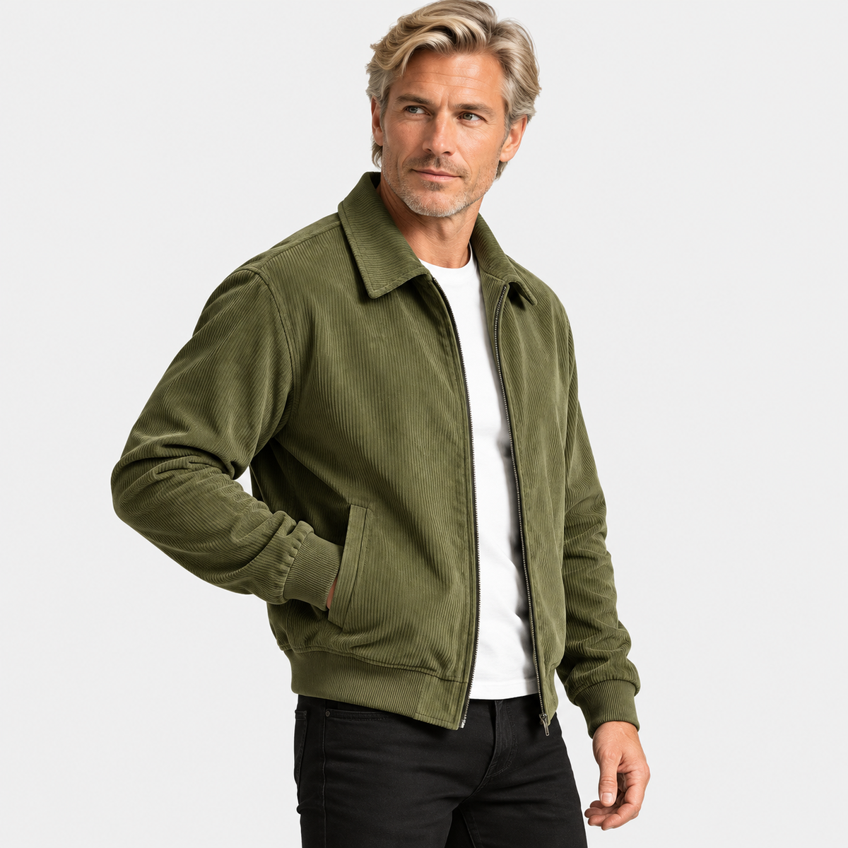 Montviro | Men's Corduroy Jacket Stand Collar Zipper Workwear Outerwear