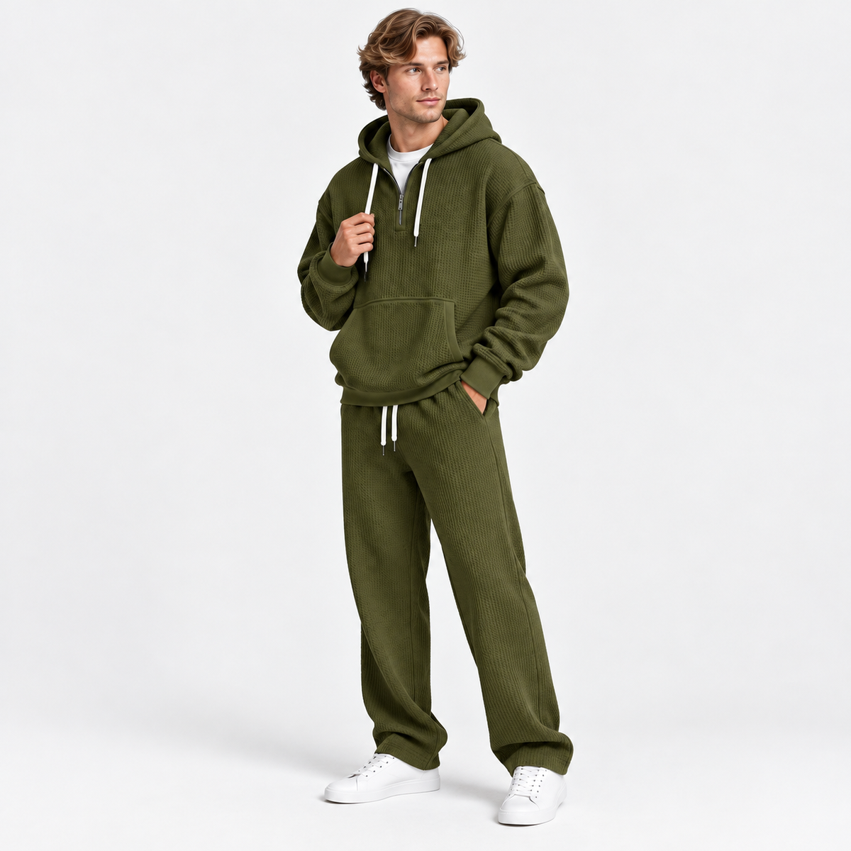 Montviro | Men's Hooded Two Piece Set Knit Casual Fall Winter Outfit