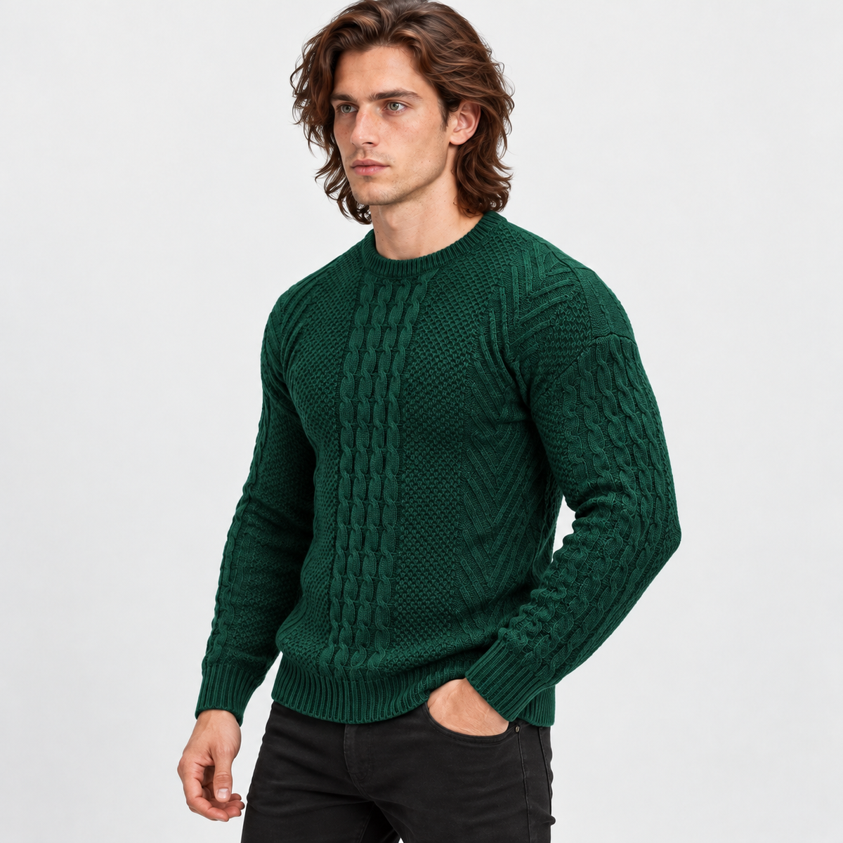 Montviro | Men's Knit Sweater Crew Neck Soft Pullover Fall Winter Top