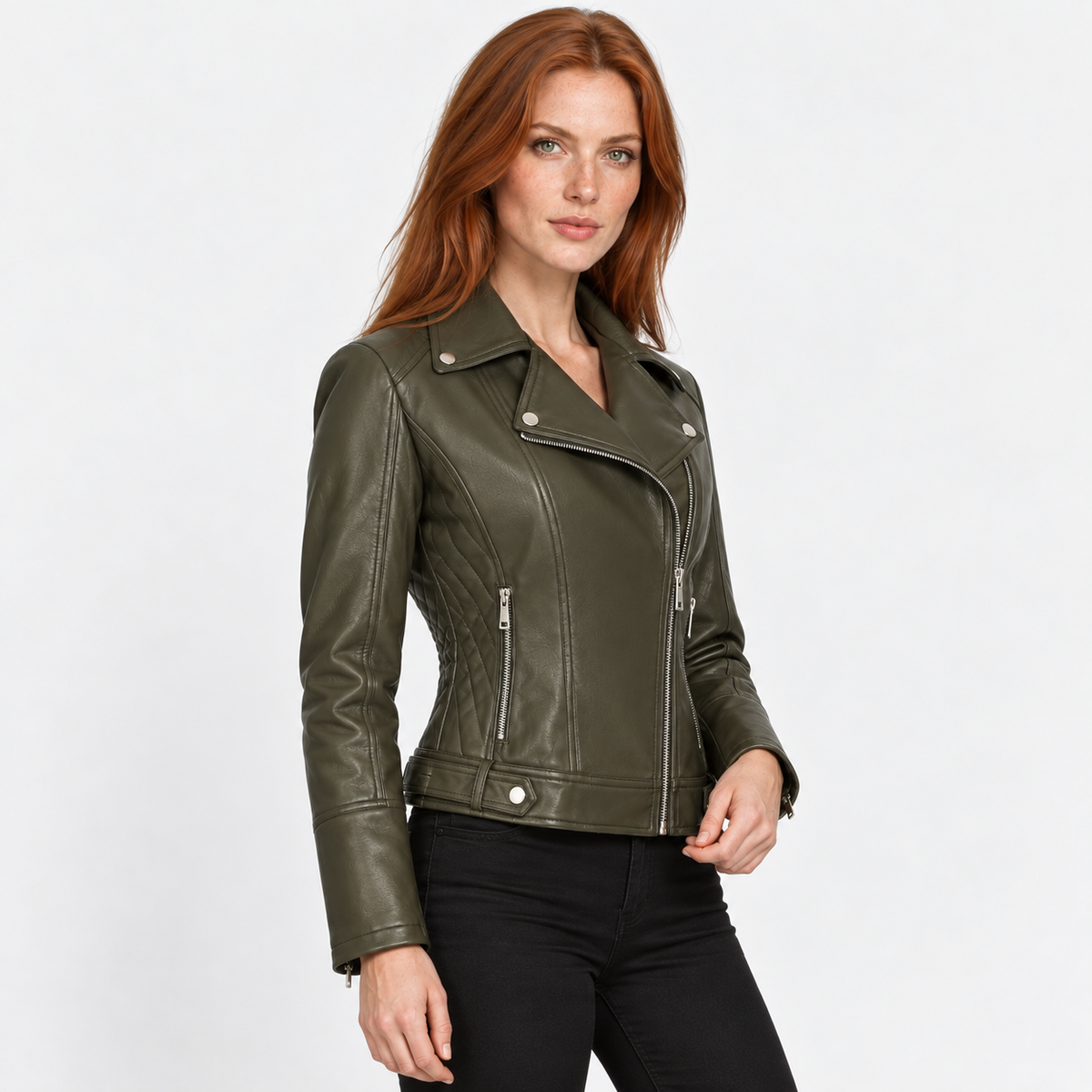 Montviro | Women’s Biker Jacket Slim Fit Zip Up Street Fashion Coat