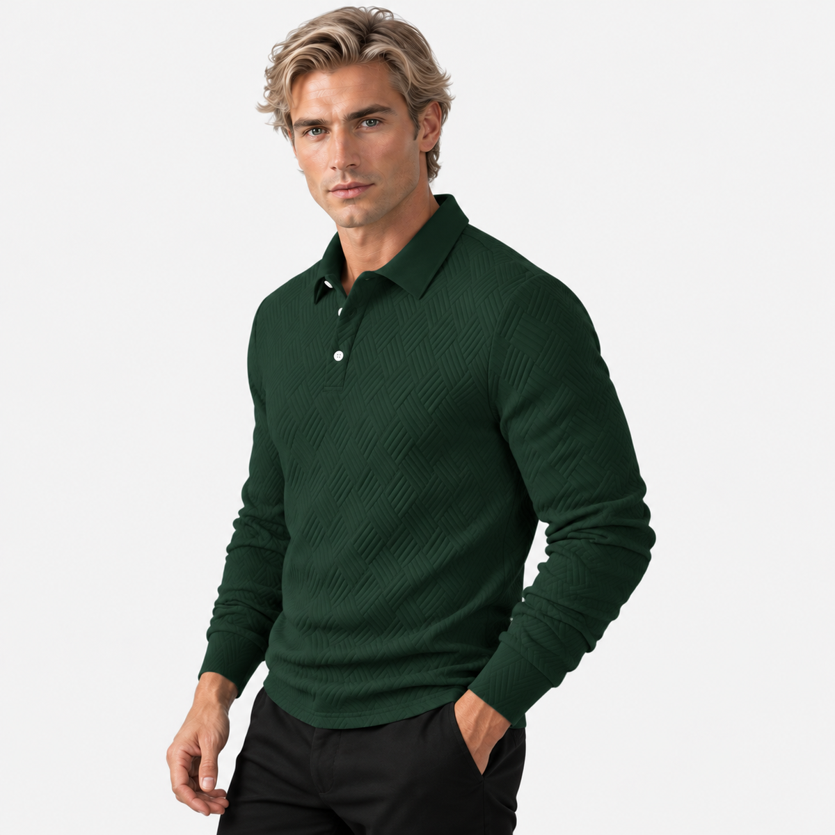 Montviro | Men's Knit Sweatshirt Lapel Collar Button Casual Winter Top