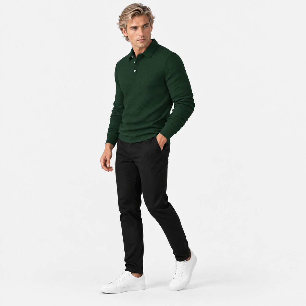 Montviro | Men's Knit Sweatshirt Lapel Collar Button Casual Winter Top