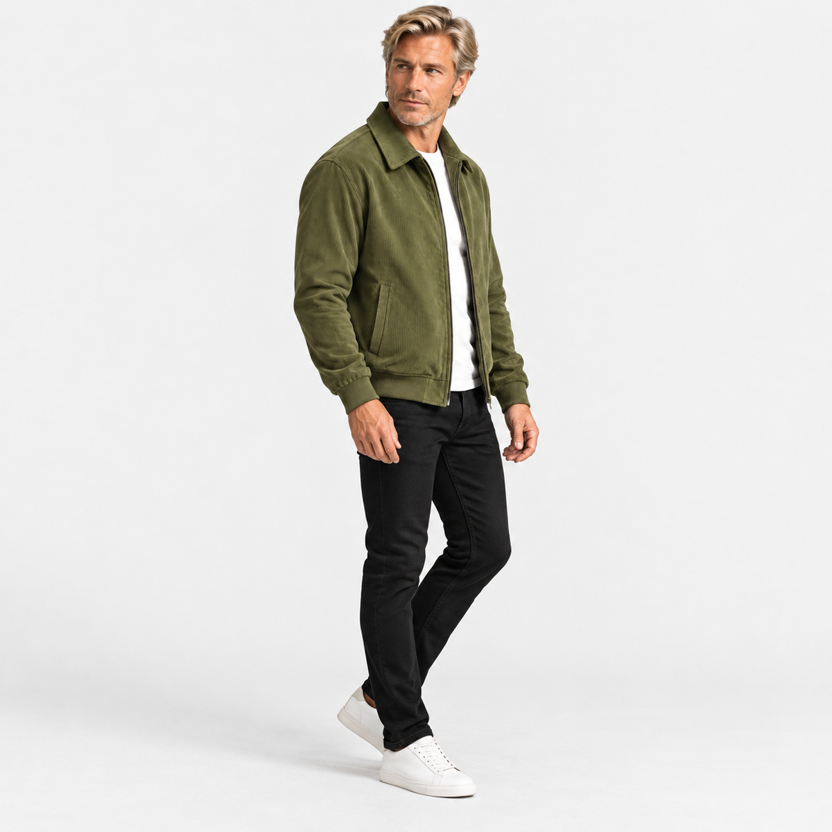 Montviro | Men's Corduroy Jacket Stand Collar Zipper Workwear Outerwear