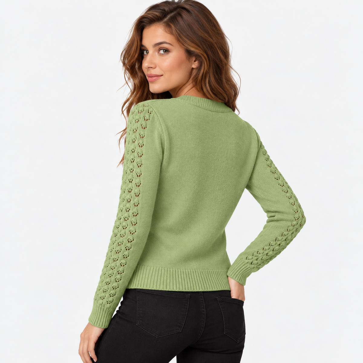 Montviro | Women's Cropped Knit Sweater with Hollow Out Design
